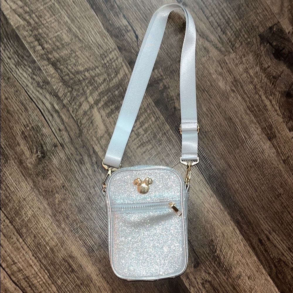 Glittery Silver Disney Crossbody Bag
